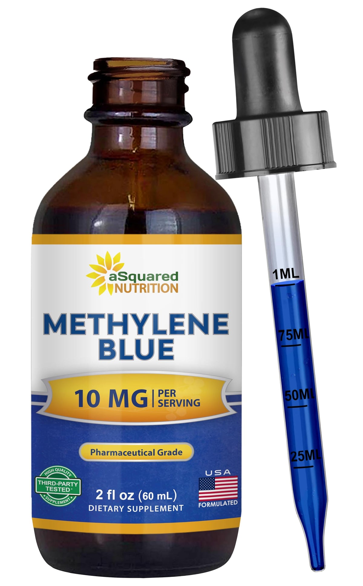 aSquared Nutrition Methylene Blue 10mg bottle front view