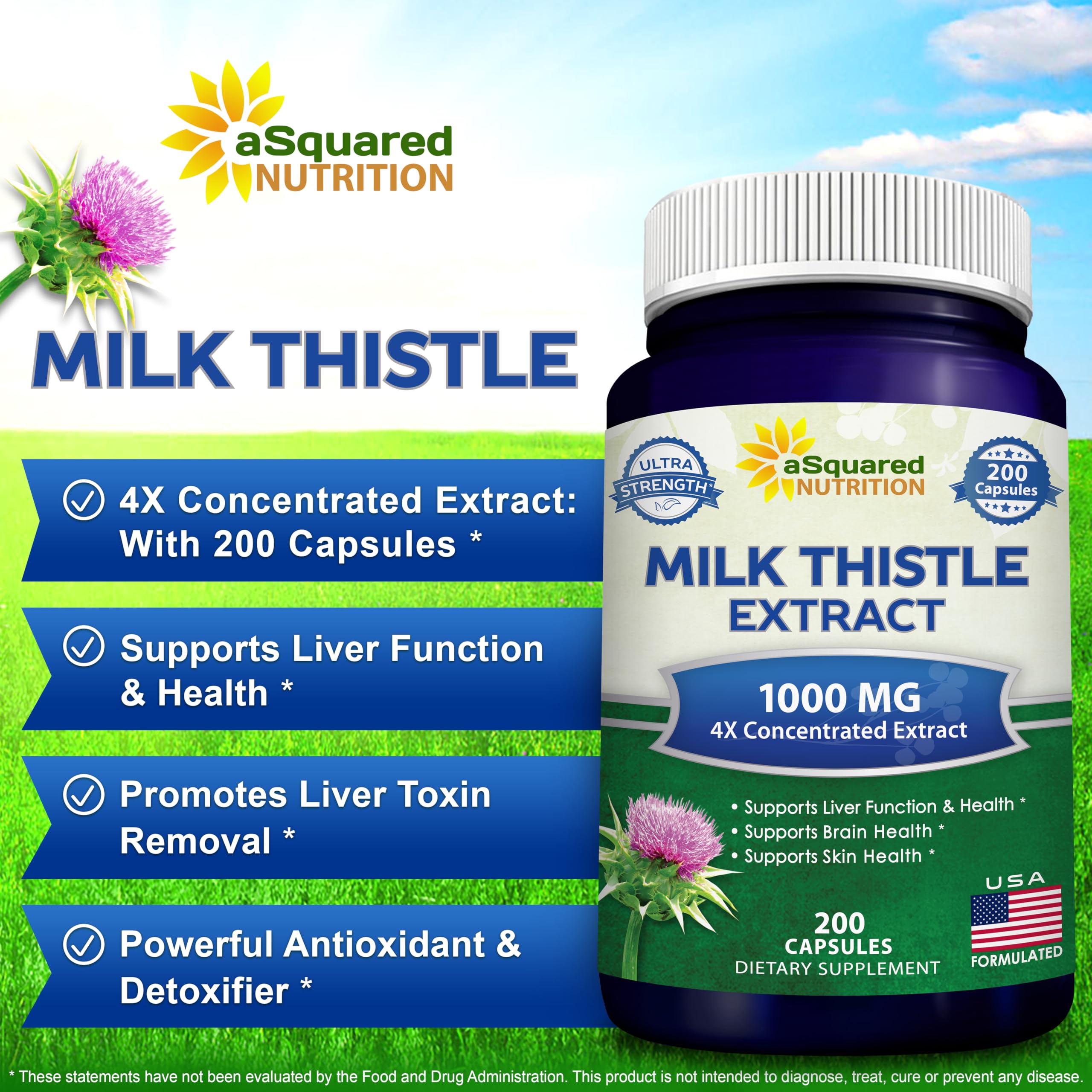 aSquared Nutrition Milk Thistle Extract 250mg side view