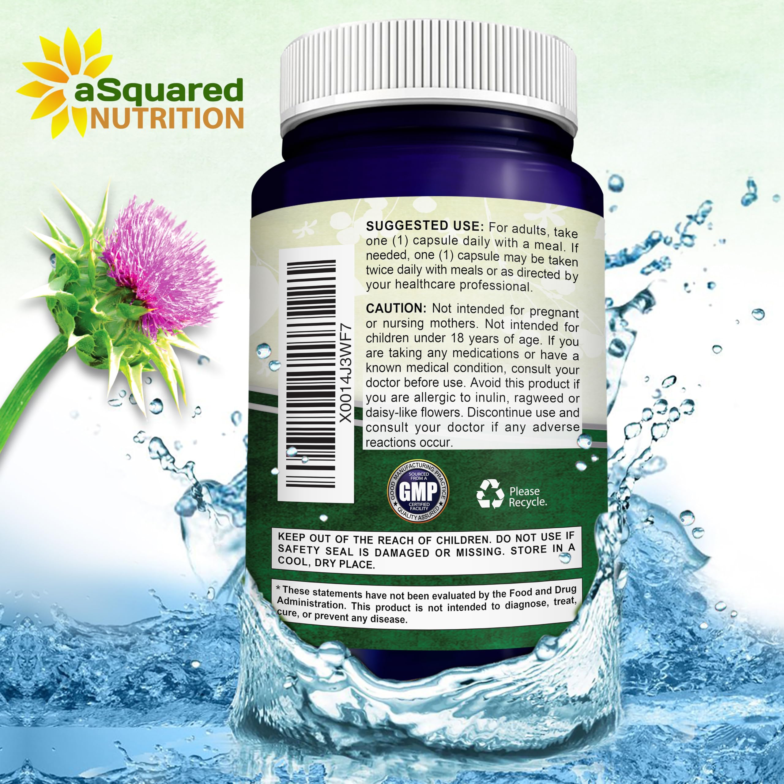 aSquared Nutrition Milk Thistle Extract 250mg with measuring spoon