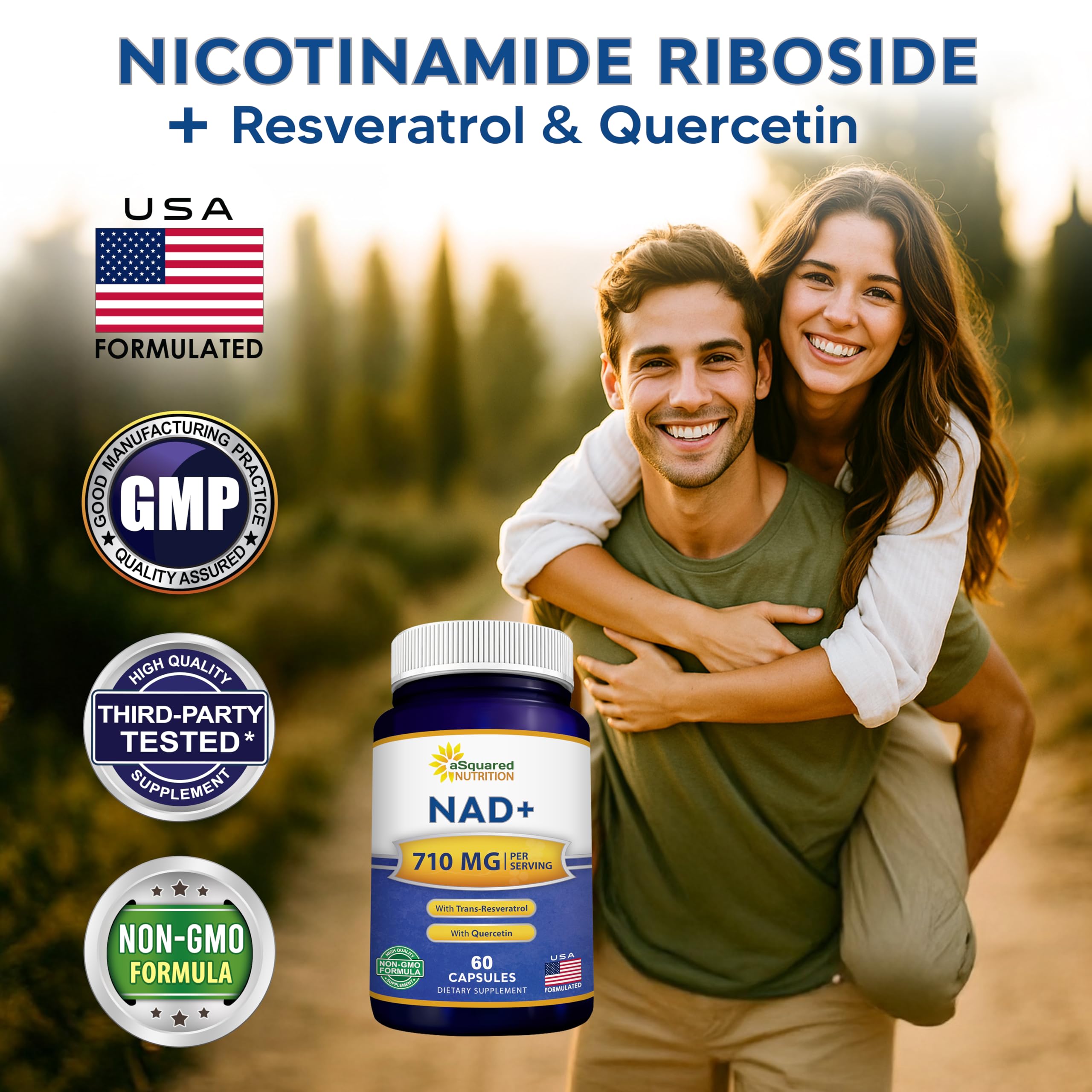 aSquared Nutrition NAD+ Supplement 710mg side view