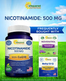 aSquared Nutrition Nicotinamide CoQ10 capsules on a wooden surface