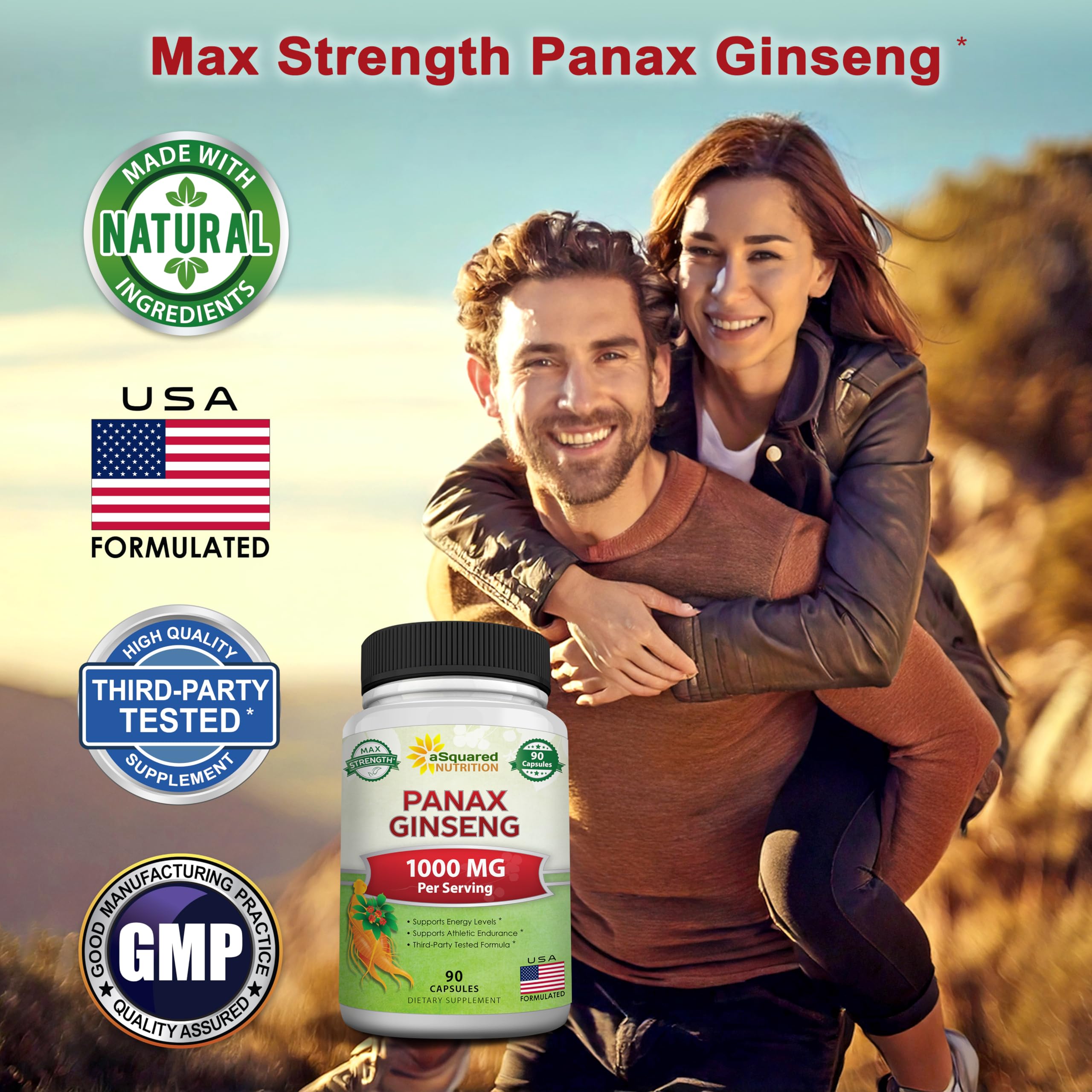 aSquared Nutrition Panax Ginseng Extract 1000mg capsules side view