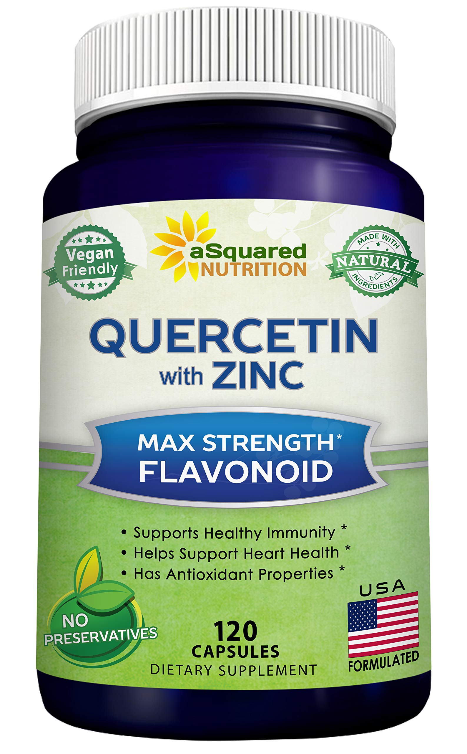 aSquared Nutrition Quercetin Supplement 120 capsules front view