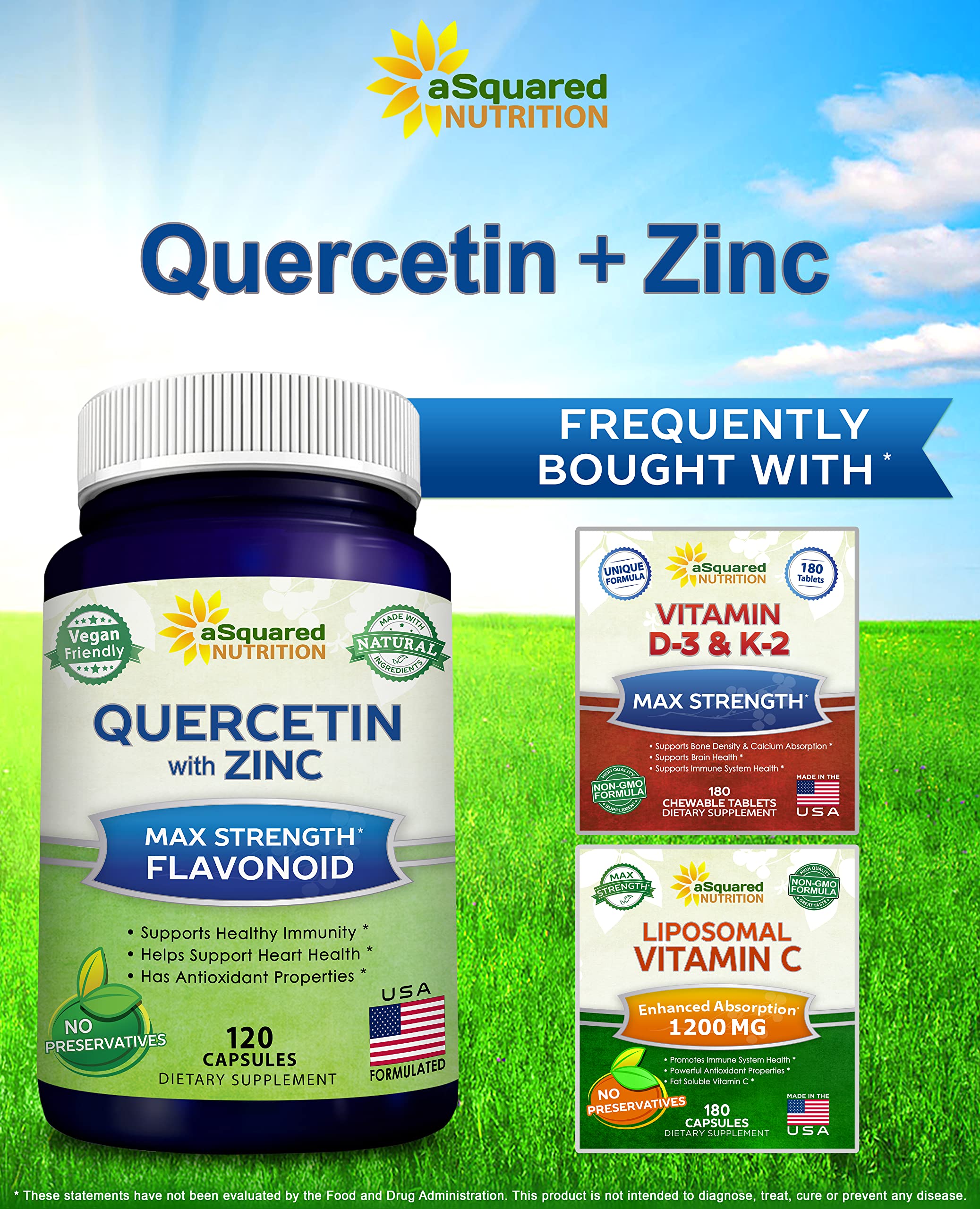 aSquared Nutrition Quercetin Supplement bottle back view