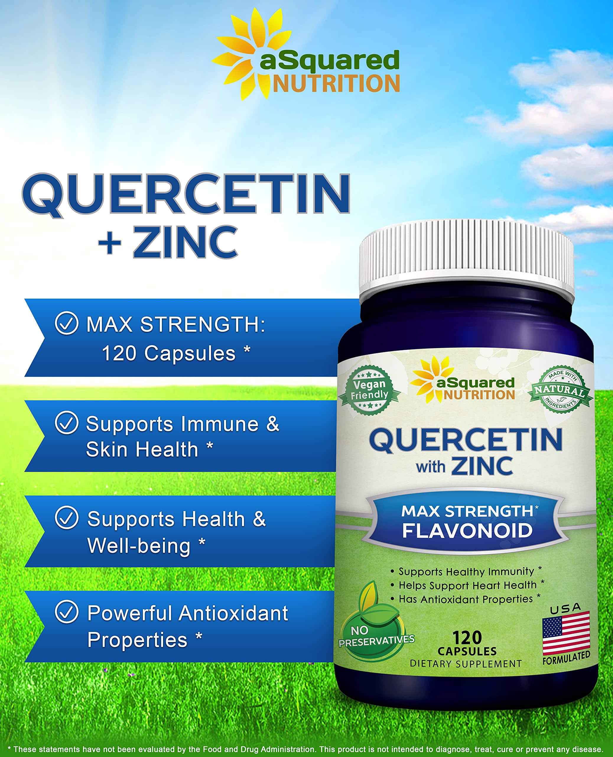 aSquared Nutrition Quercetin Supplement bottle side view