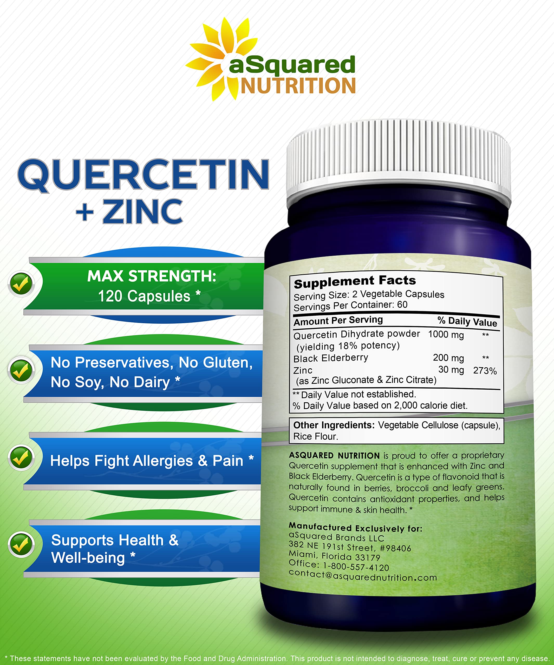 aSquared Nutrition Quercetin Supplement capsules close-up