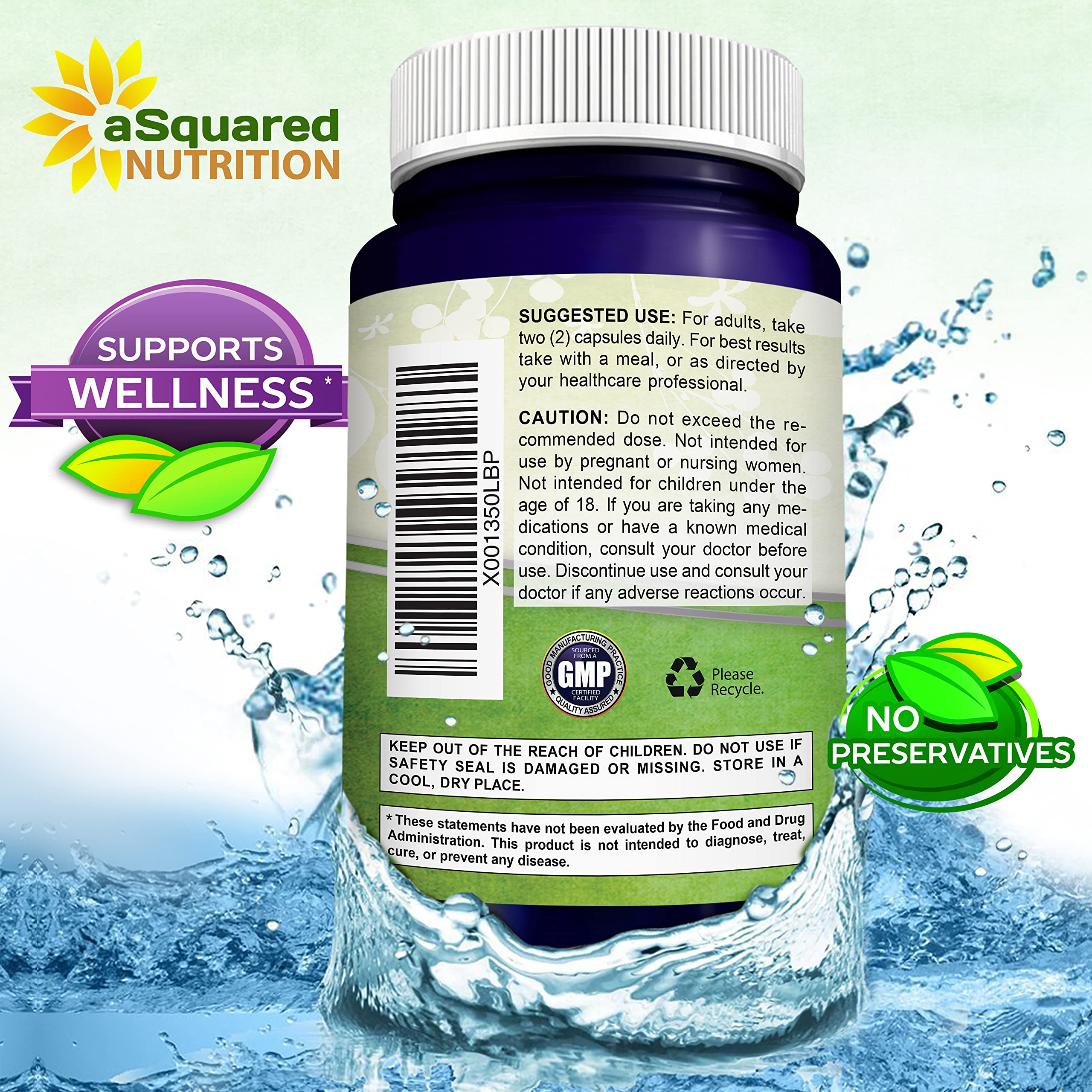 aSquared Nutrition Resveratrol 1000mg bottle with ingredients list