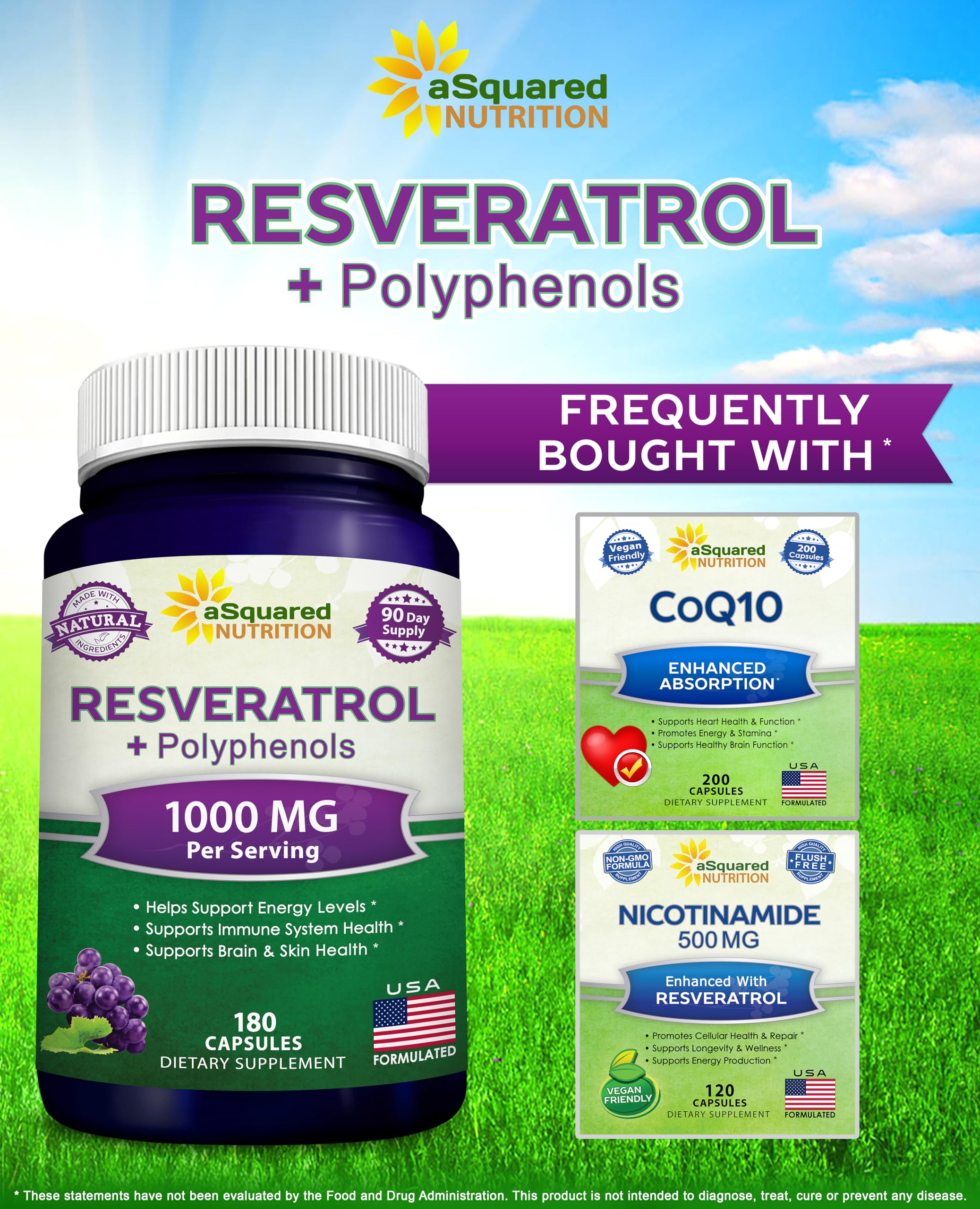 aSquared Nutrition Resveratrol 1000mg supplement ingredients list