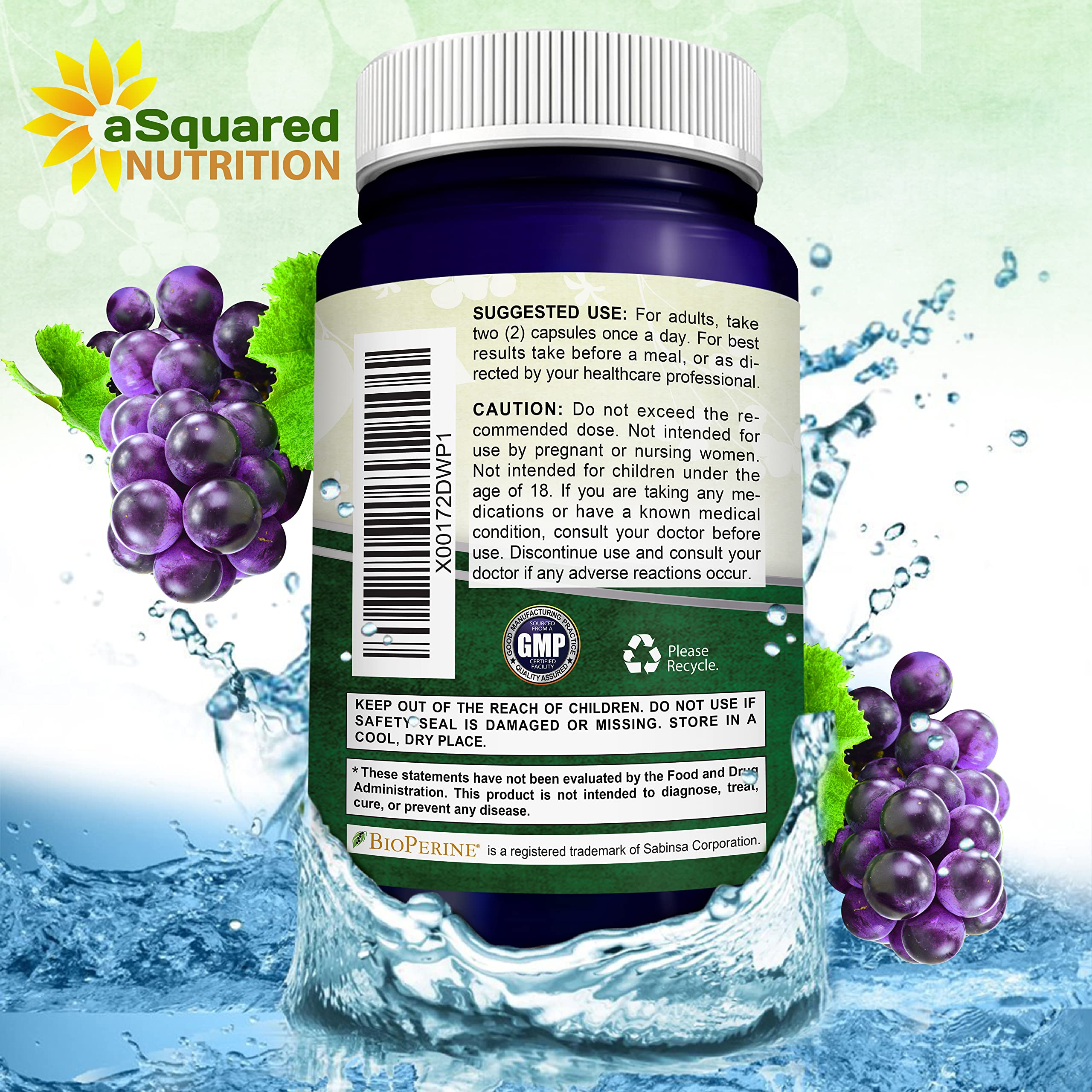 aSquared Nutrition Resveratrol 1000mg supplement packaging