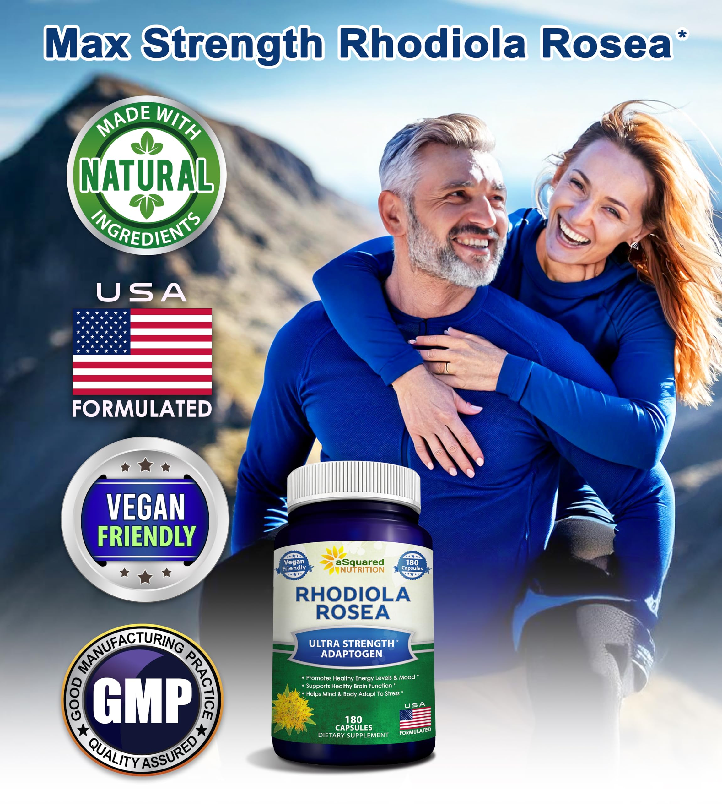 aSquared Nutrition Rhodiola Rosea bottle side view