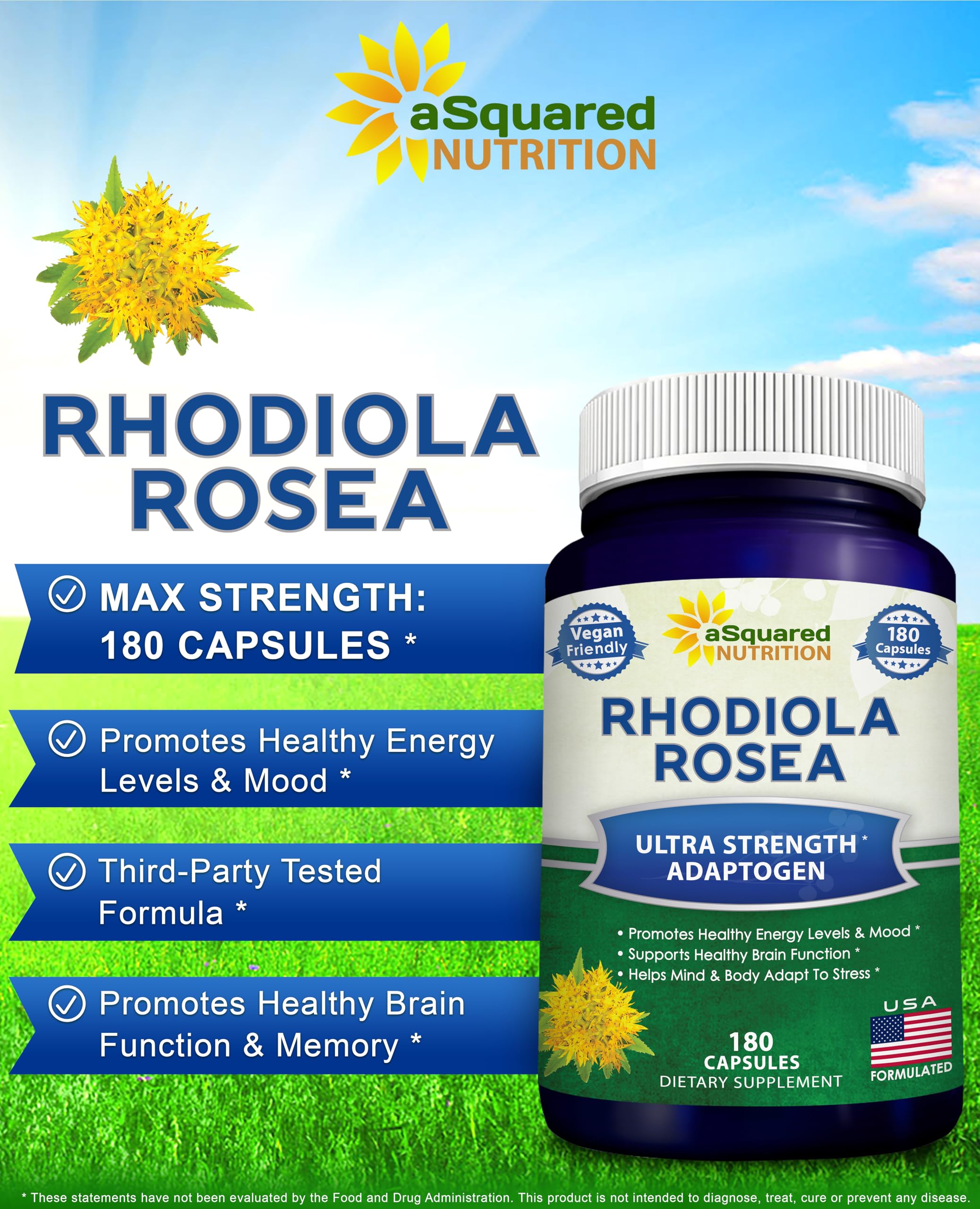 aSquared Nutrition Rhodiola Rosea capsules close-up