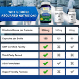 aSquared Nutrition Rhodiola Rosea capsules on a wooden table
