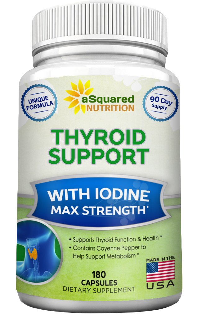 aSquared Nutrition Thyroid Support Supplement front view with 180 capsules