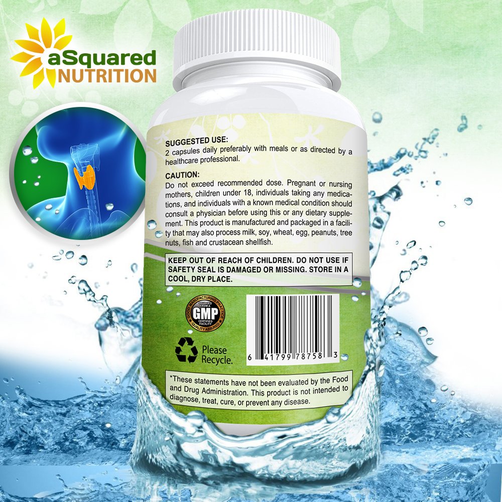 aSquared Nutrition Thyroid Support Supplement ingredients list on back of bottle