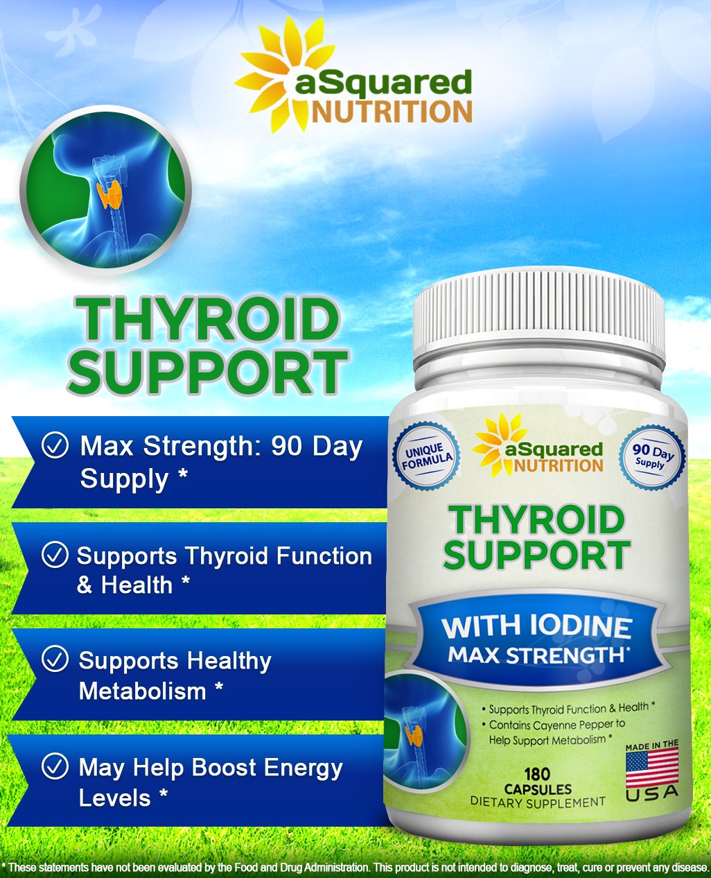 aSquared Nutrition Thyroid Support Supplement side view showing capsule details