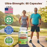aSquared Nutrition Turmeric Curcumin 1300mg back view of bottle