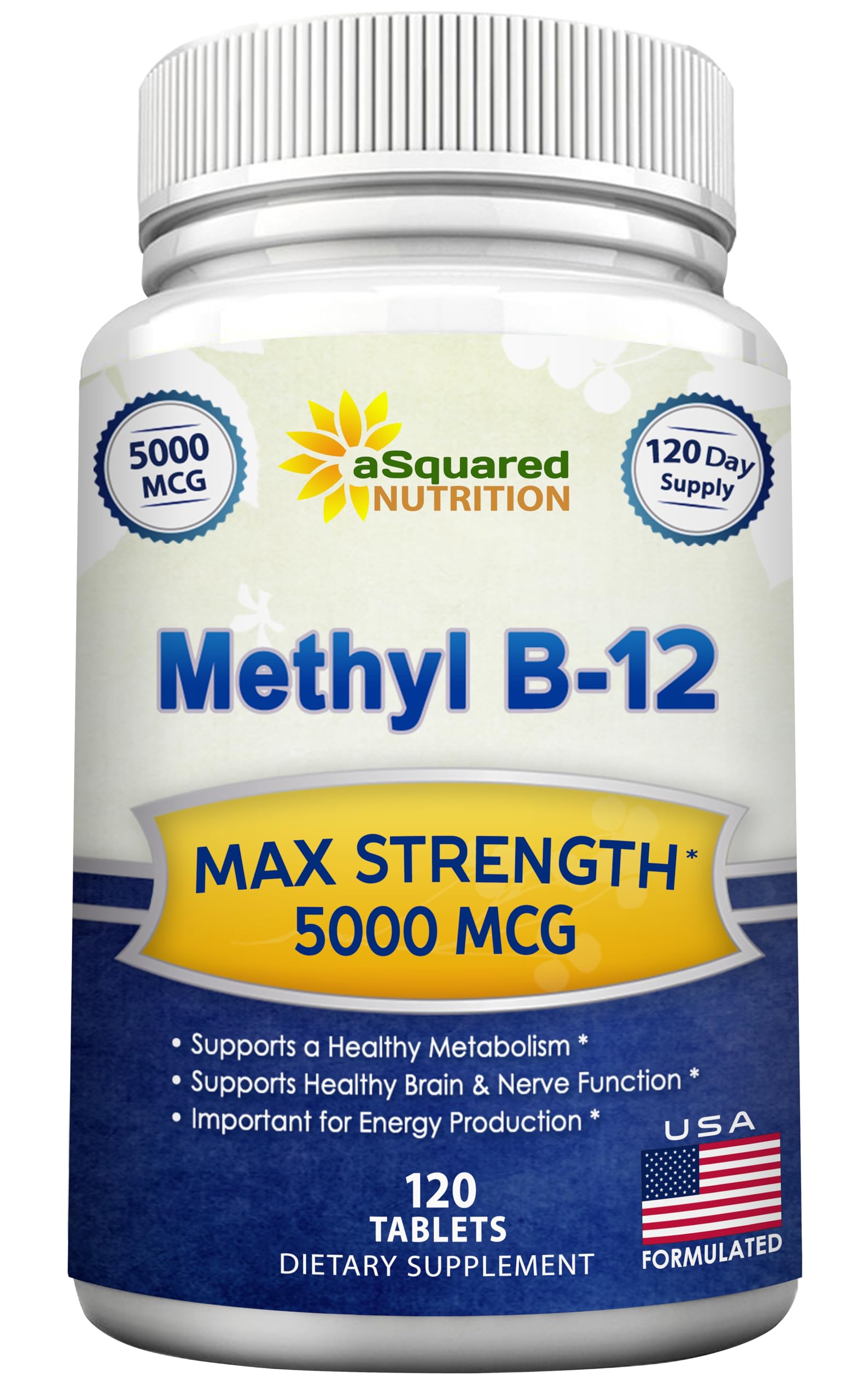 aSquared Nutrition Vitamin B12 Methyl 5000mcg 120 Tablets front view