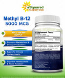 aSquared Nutrition Vitamin B12 Methyl 5000mcg 120 Tablets on a wooden table