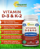aSquared Nutrition Vitamin D3 & K2 chewable tablets bottle side view
