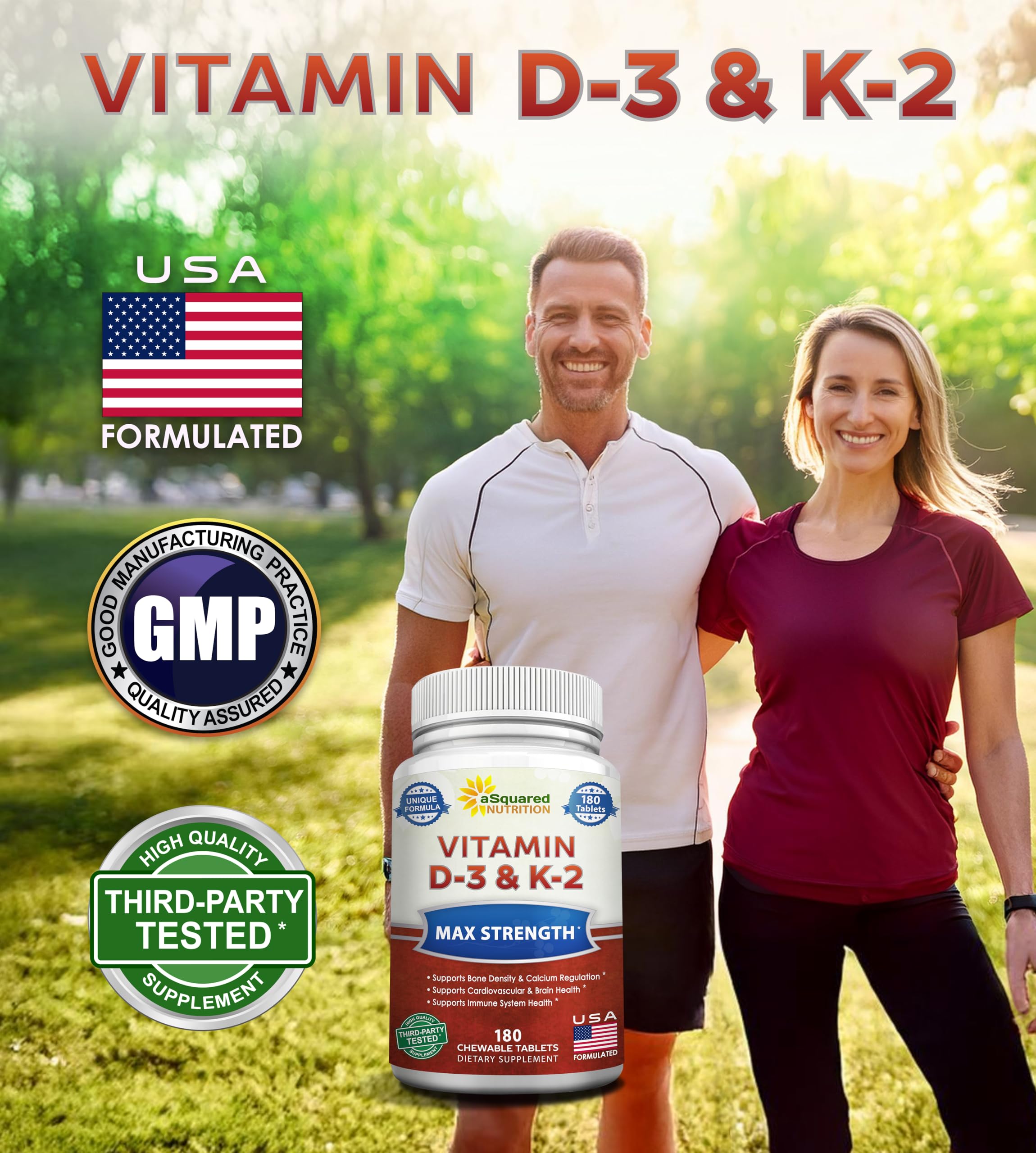 aSquared Nutrition Vitamin D3 & K2 chewable tablets close-up of tablets