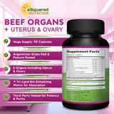 aSquared Nutrition Women’s Beef Organ Complex capsules on a wooden surface