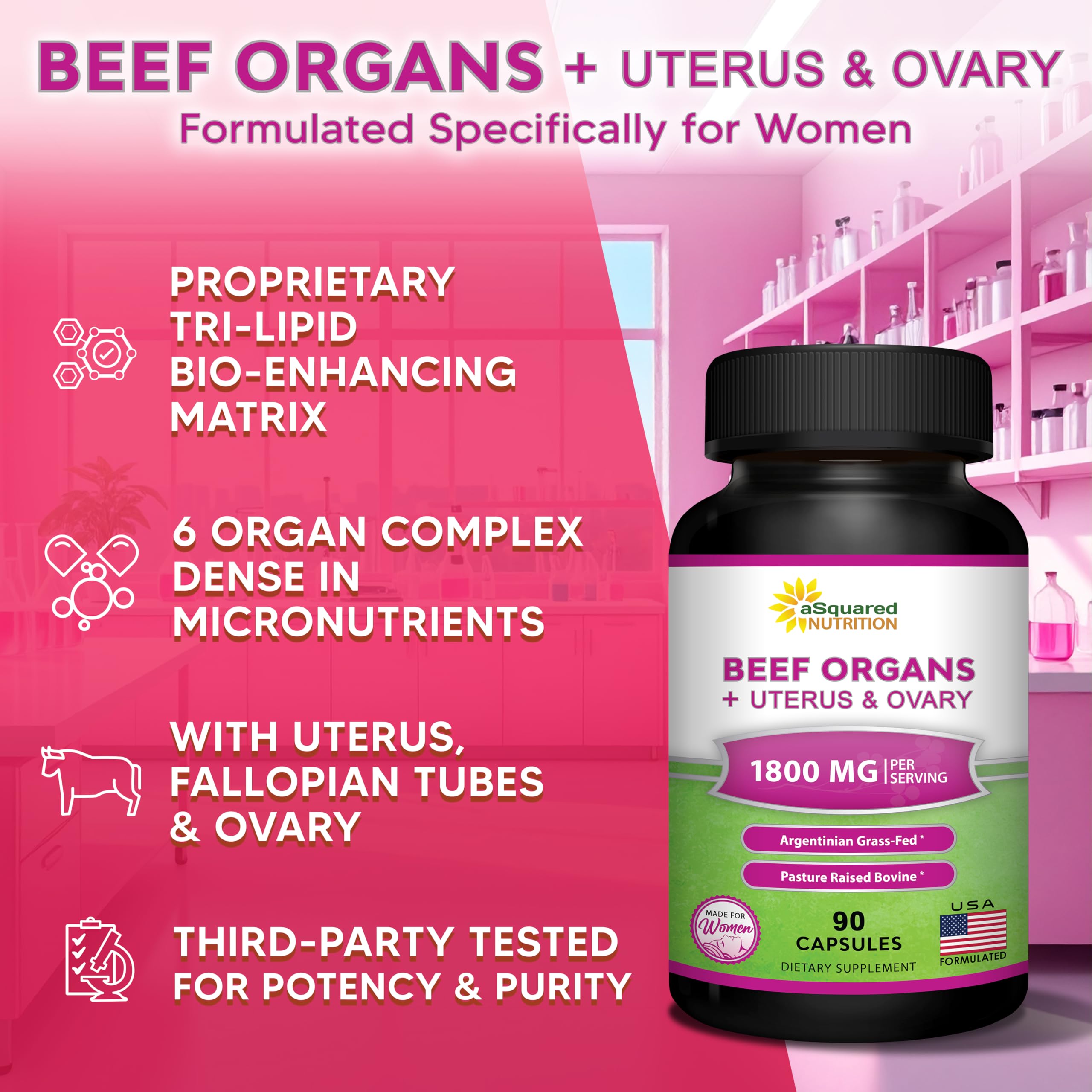 aSquared Nutrition Women’s Beef Organ Complex packaging close-up
