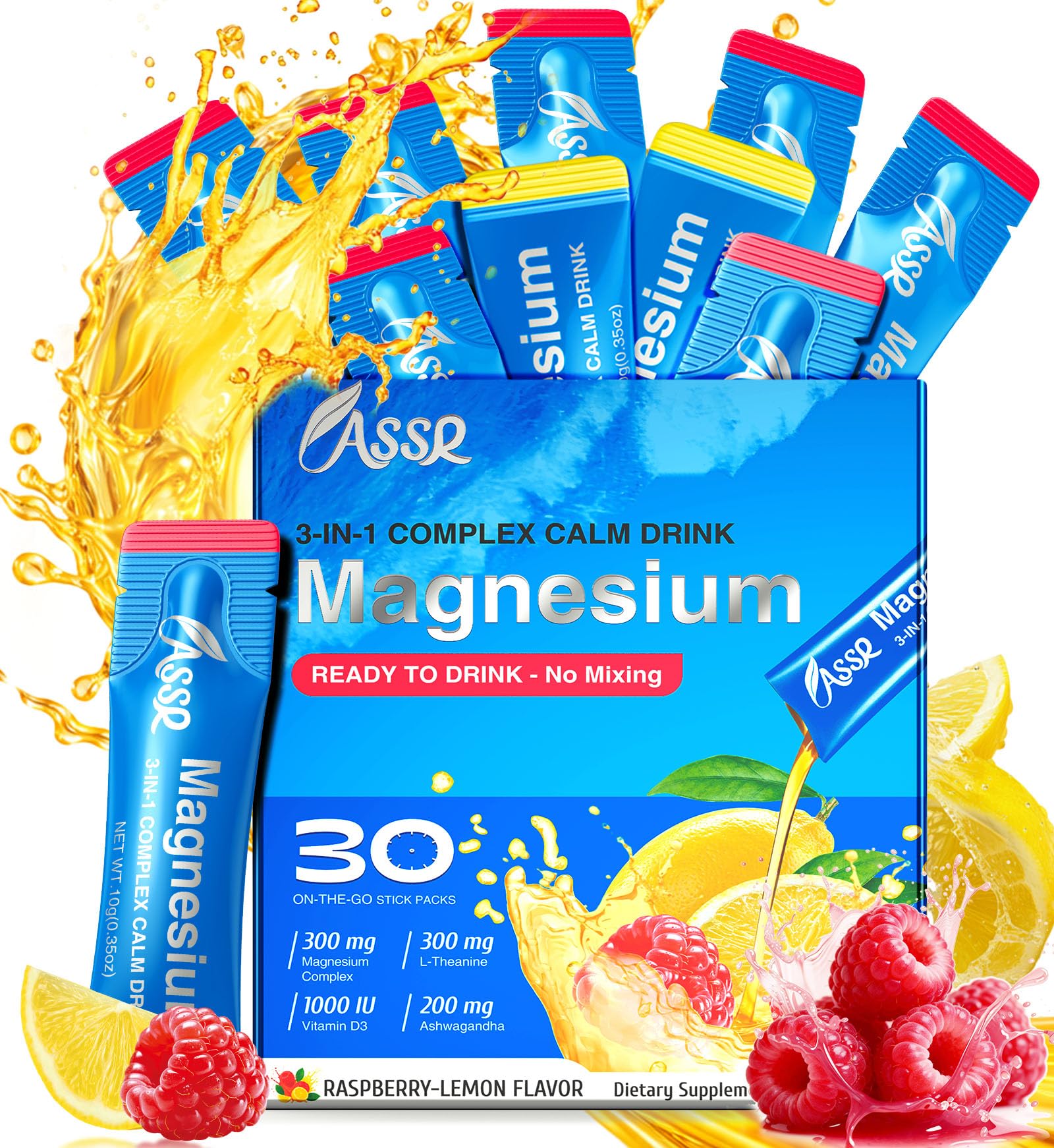 ASSR Calm Magnesium Supplement 300g ready-to-drink stick pack front view