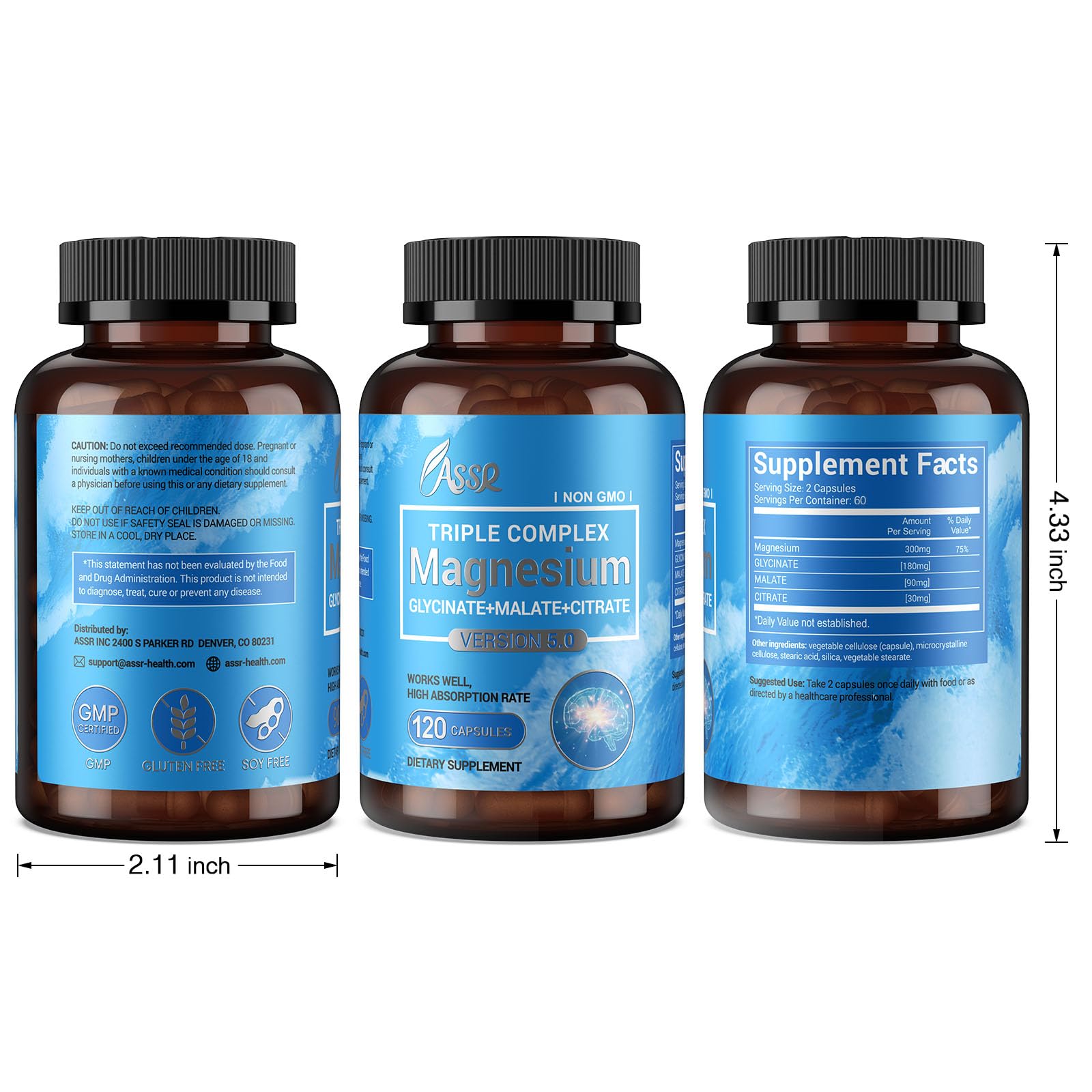 ASSR Magnesium Complex 300mg capsules arranged neatly
