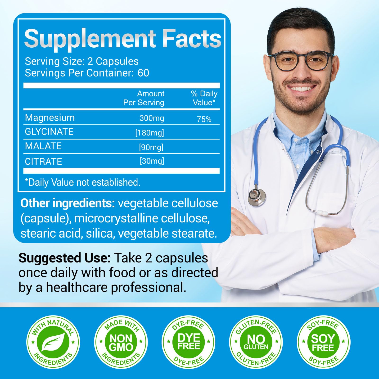 ASSR Magnesium Complex 300mg capsules back view