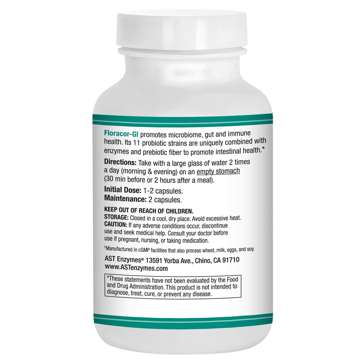 AST Enzymes Floracor-GI Probiotic & Enzyme Formula side view