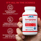 AST Enzymes Serrapeptase Multi-Enzyme Supplement bottle on table