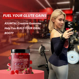 Asumtal Creatine Gummies with fitness accessories