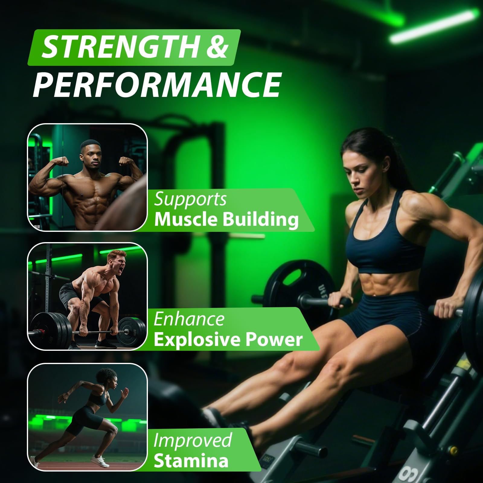 Asumtal Creatine Monohydrate Gummies green apple flavour close-up