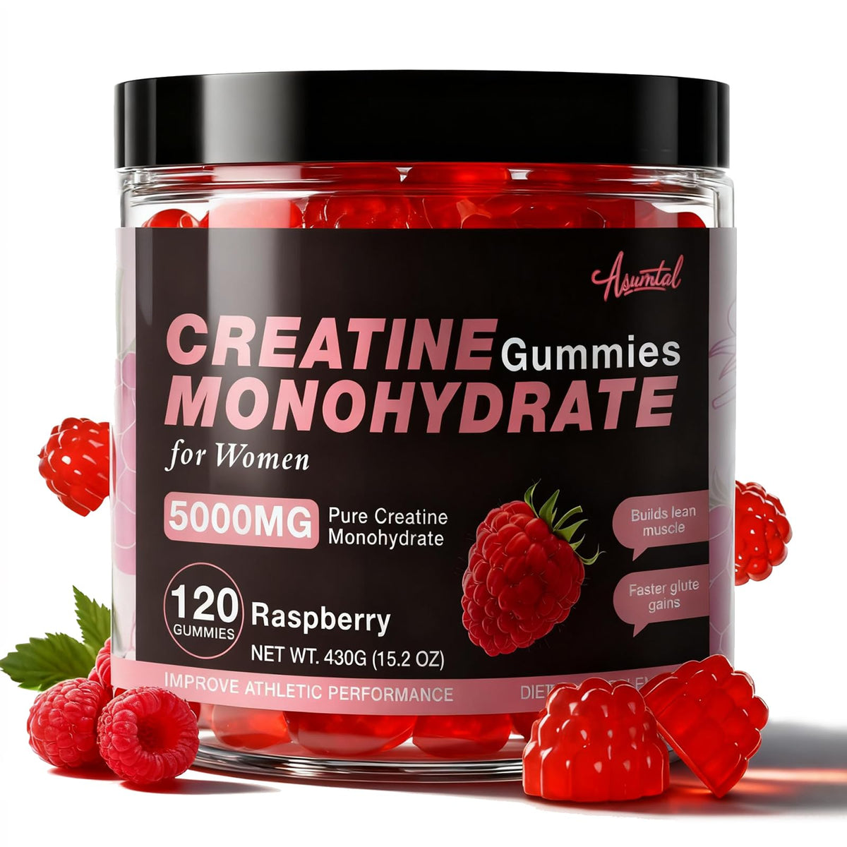 Asumtal Pure Creatine Gummies front view packaging