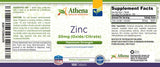 Athena Natural Wellness Zinc Supplement Tablets 50mg with ingredients list