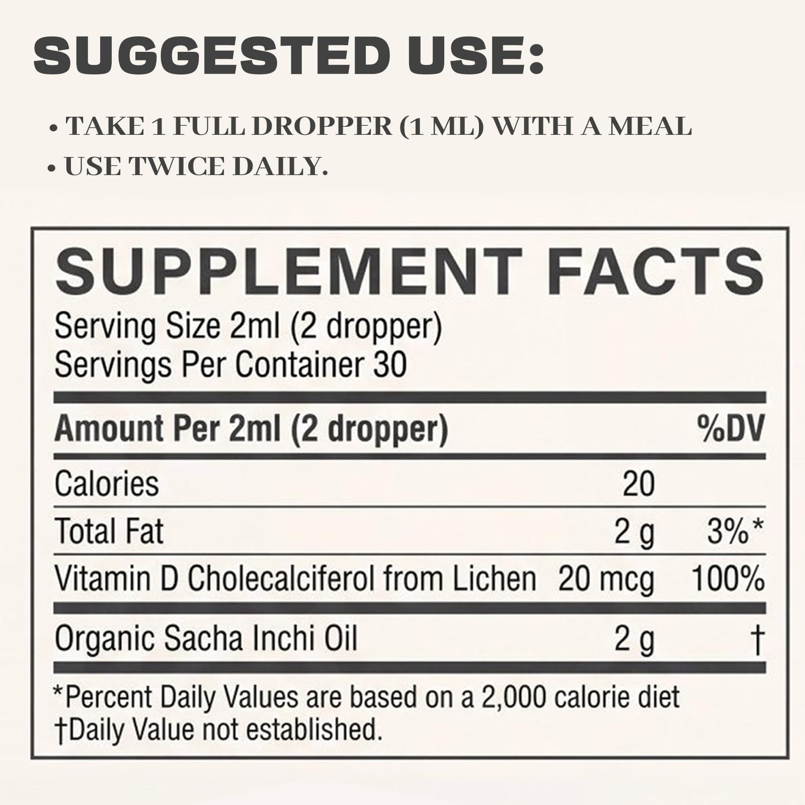 Athera Drops Organic Sacha Inchi liquid supplement bottle side view