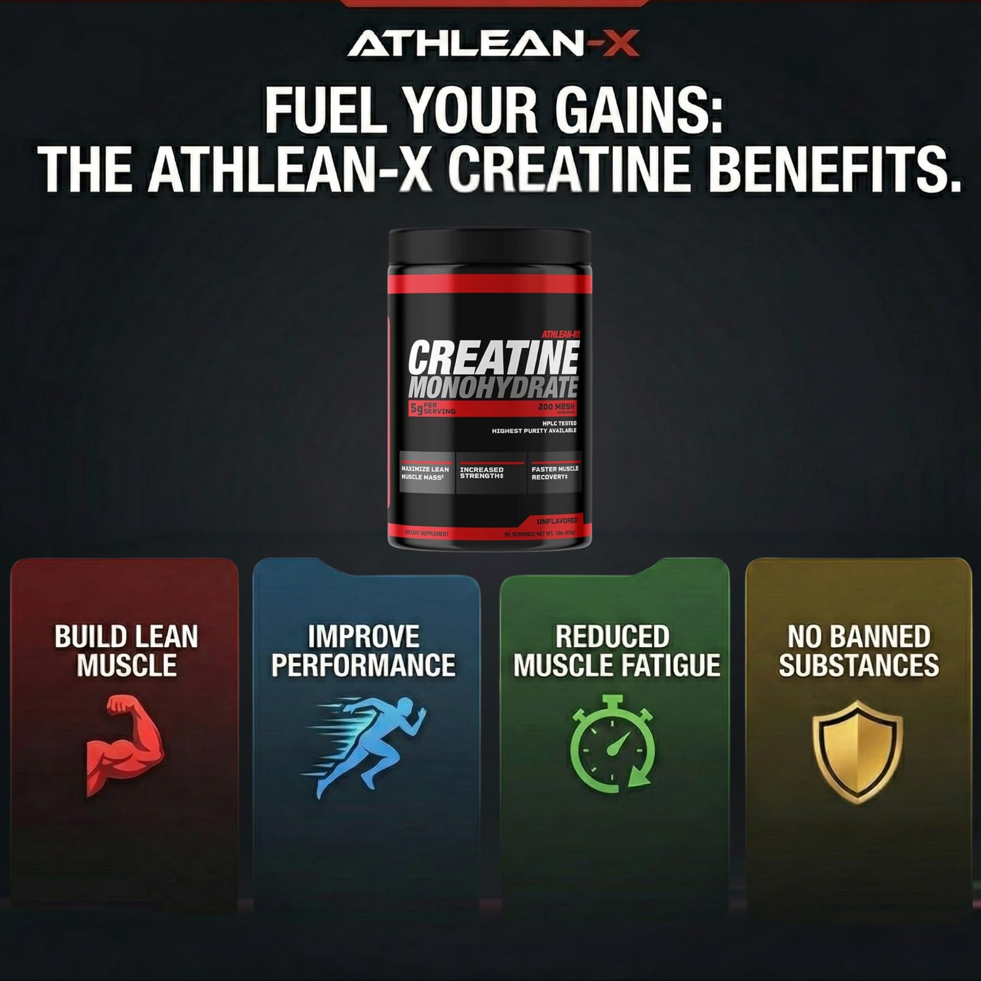ATHLEAN-X Creatine Monohydrate 540g back view packaging