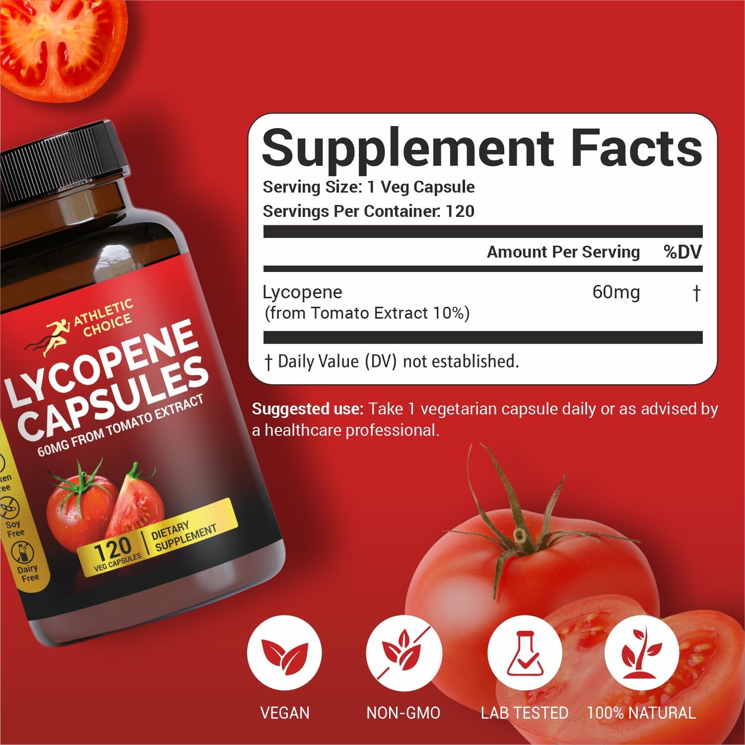 Athletic Choice Lycopene Supplement 60mg side view