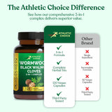 Athletic Choice Wormwood Black Walnut Clove Supplement capsules close-up