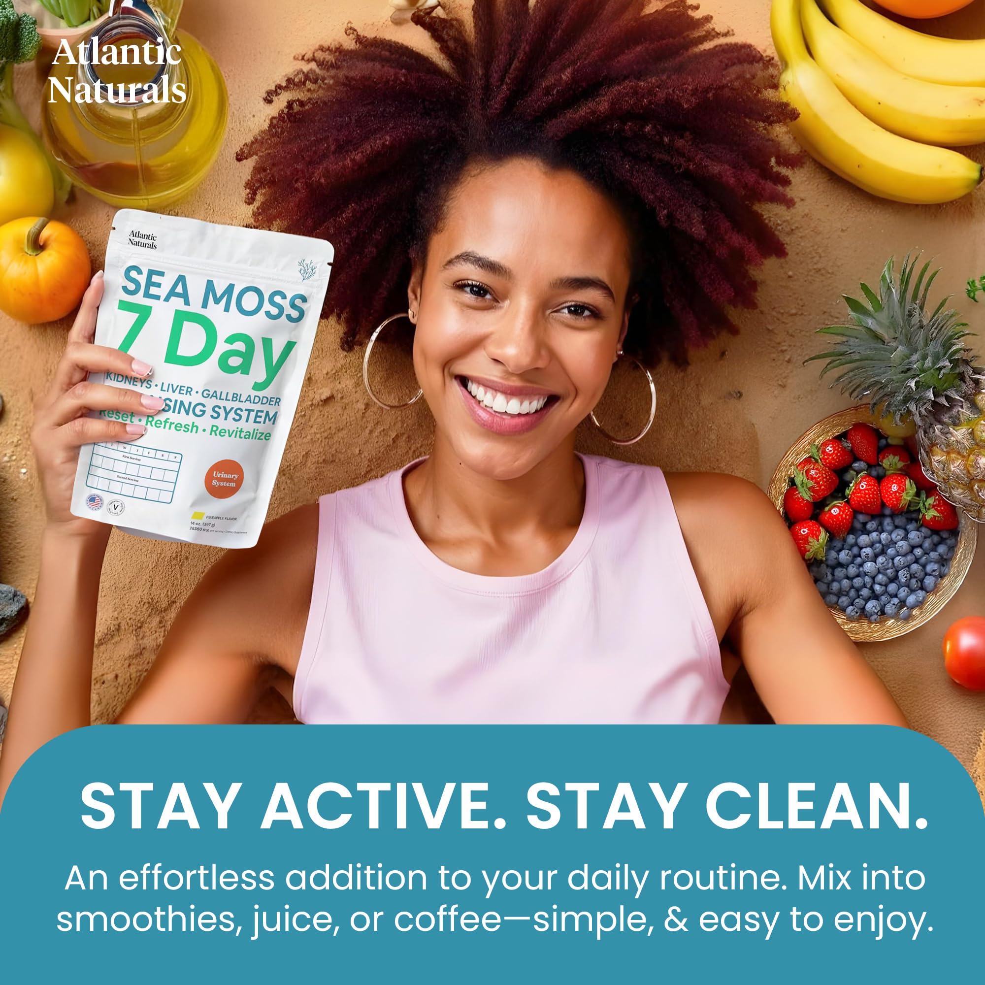 Atlantic Naturals 7 Day Cleanse Powder in a kitchen setting