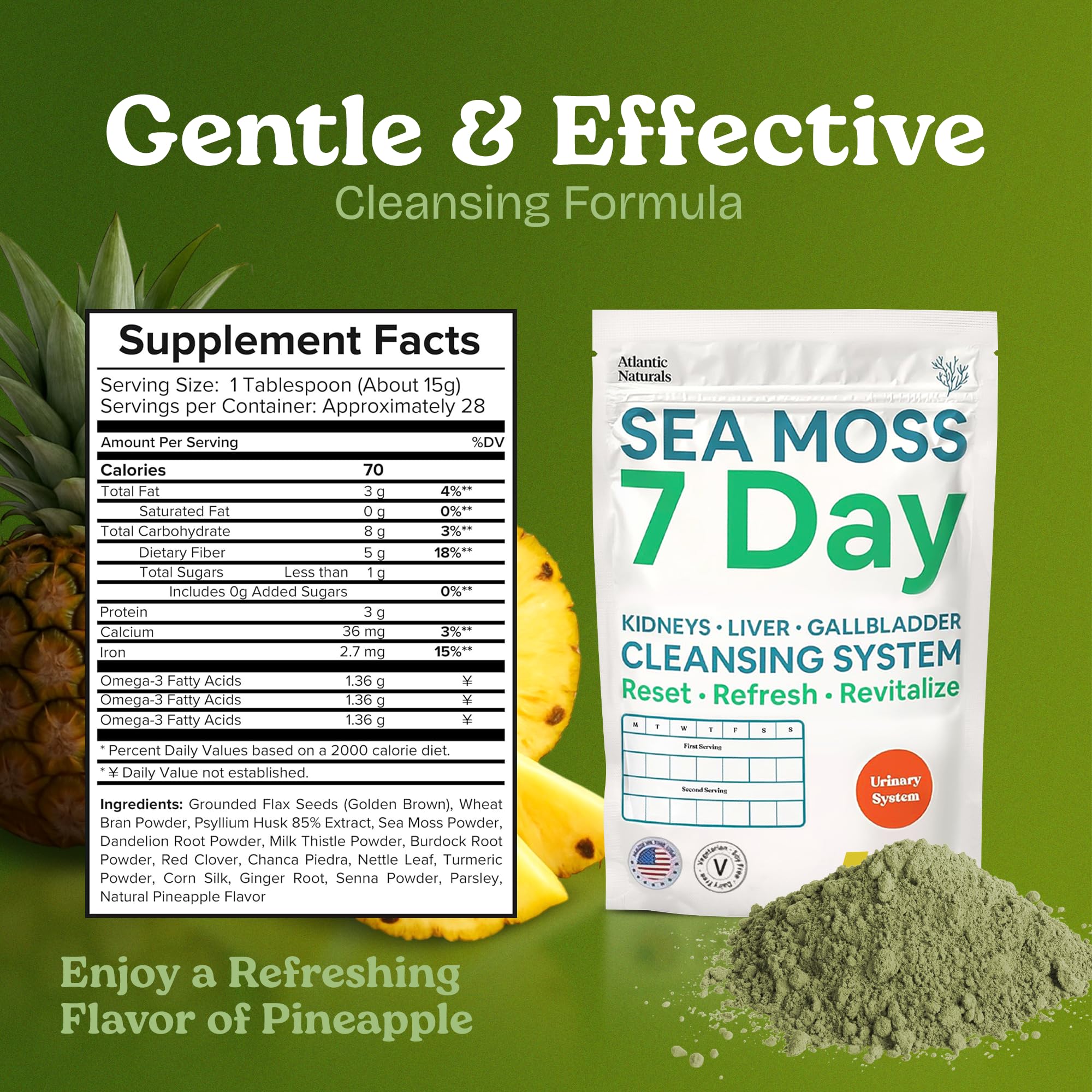 Atlantic Naturals 7 Day Cleanse Powder scoop showing powder