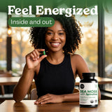 Atlantic Naturals Organic Sea Moss with Spirulina Capsules with measuring spoon