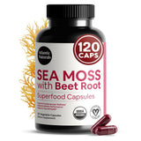 Atlantic Naturals Sea Moss Capsules with Beet Root bottle front view
