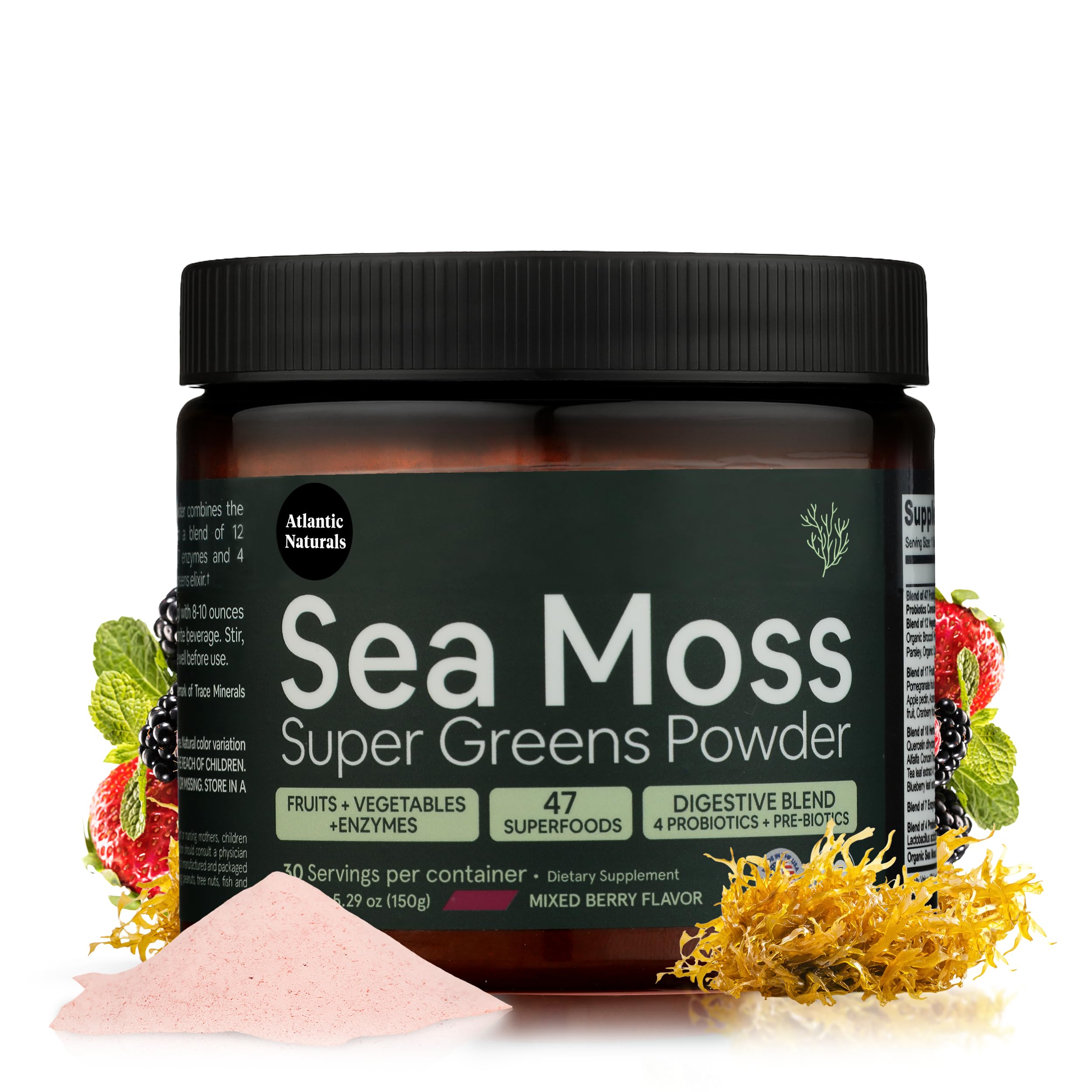 Atlantic Naturals Seamoss Greens Powder Superfood front view