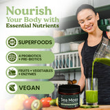 Atlantic Naturals Seamoss Greens Powder Superfood mixed in a smoothie