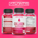 Atlantis Nutrition Collagen Gummies 200g displayed with fresh raspberries