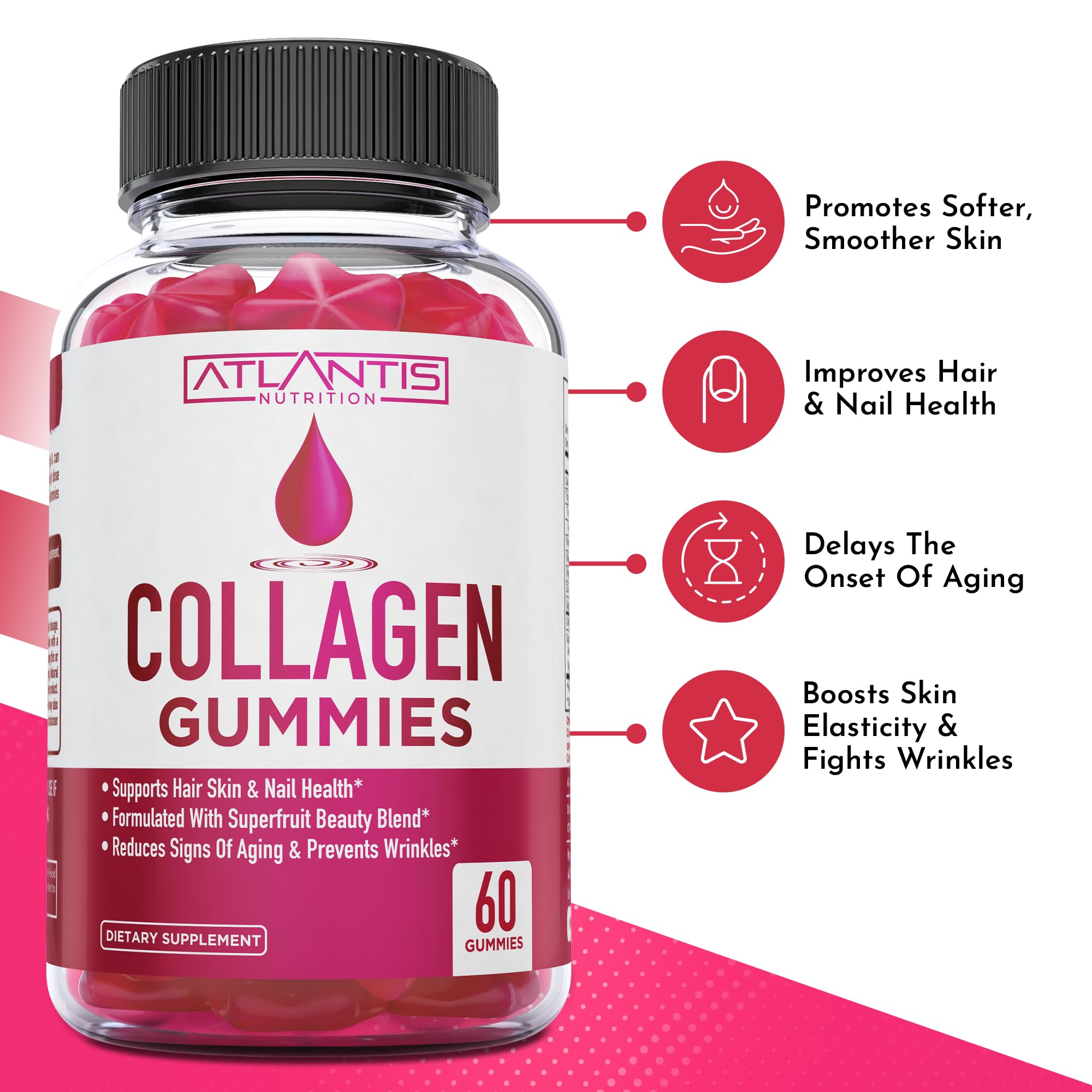 Atlantis Nutrition Collagen Gummies 200g packaging side view