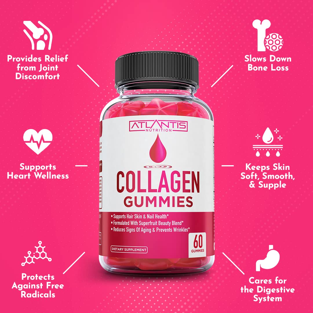Atlantis Nutrition Collagen Gummies 200g with a spoonful of gummies