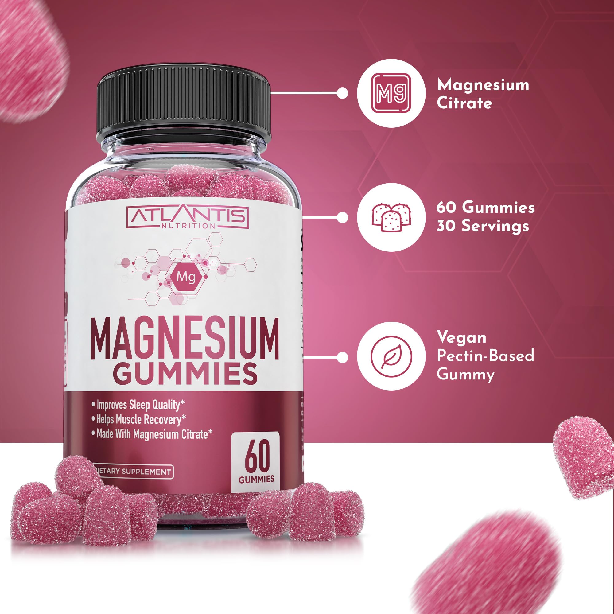 Atlantis Nutrition Magnesium Gummies close-up of gummies