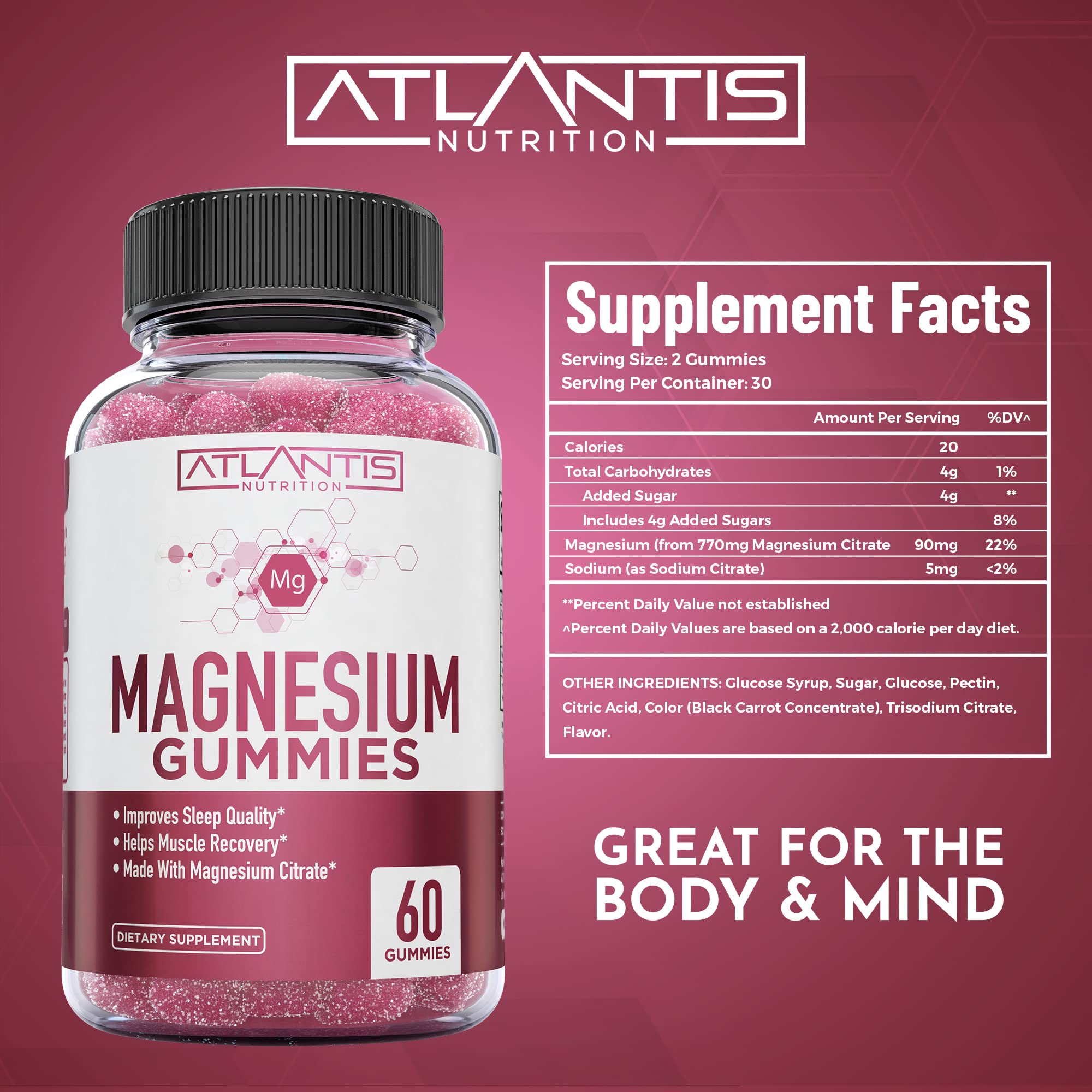 Atlantis Nutrition Magnesium Gummies in a bowl